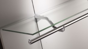 Bracket for glass shelf + clothes rail