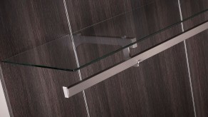 Folded / side-hung bracket for glass shelf
